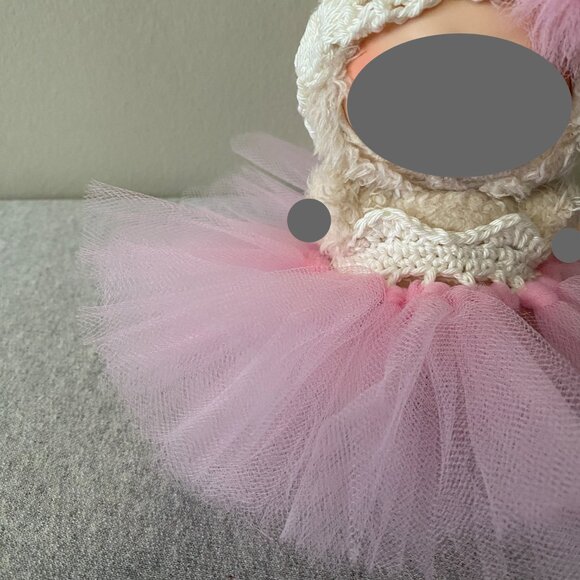 Handmade Crochet Pink Sweetheart Neckline Tutu for 17cm Doll 2-Piece Set - Picture 5 of 7